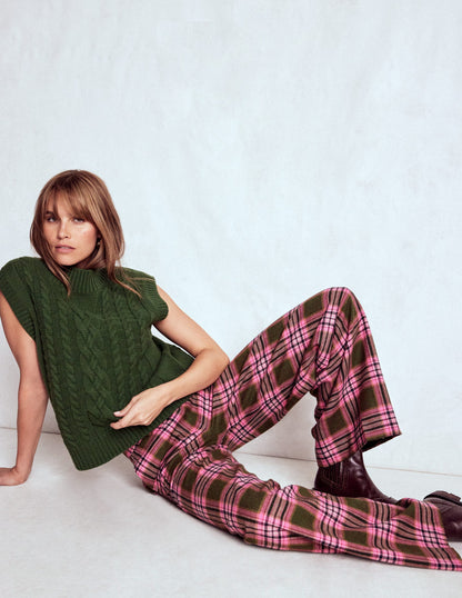 Belgravia Wool Trousers-Olive, Green and Pink Check-1