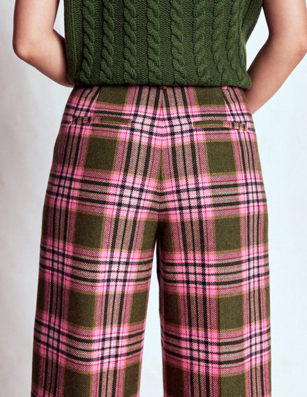 Belgravia Wollhose-Olivgrün, Grün und Rosa Kariert
