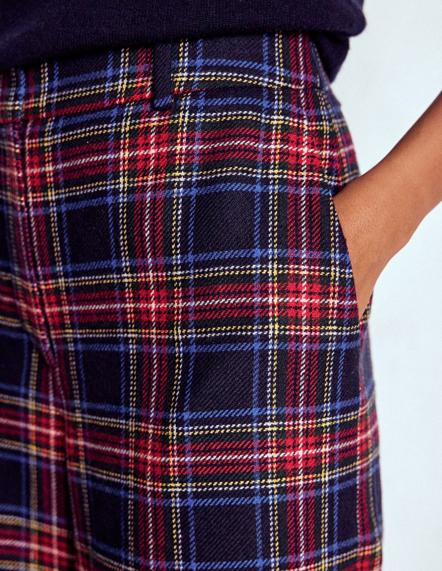 Belgravia Wollhose-Marineblau, Grün und Rot Kariert