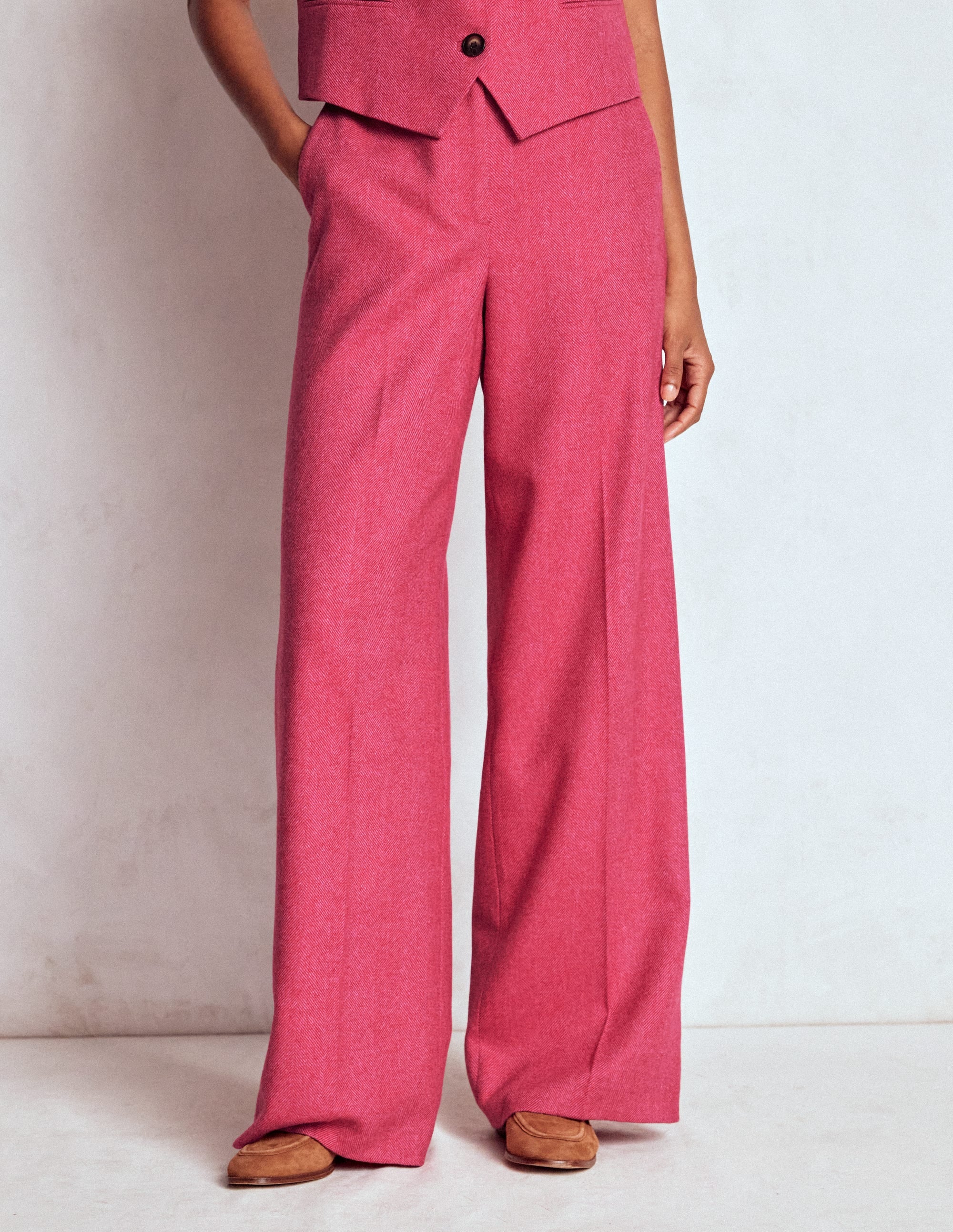 Belgravia Wool Blend Trousers-Red and Pink Wide Herringbone - Image 5