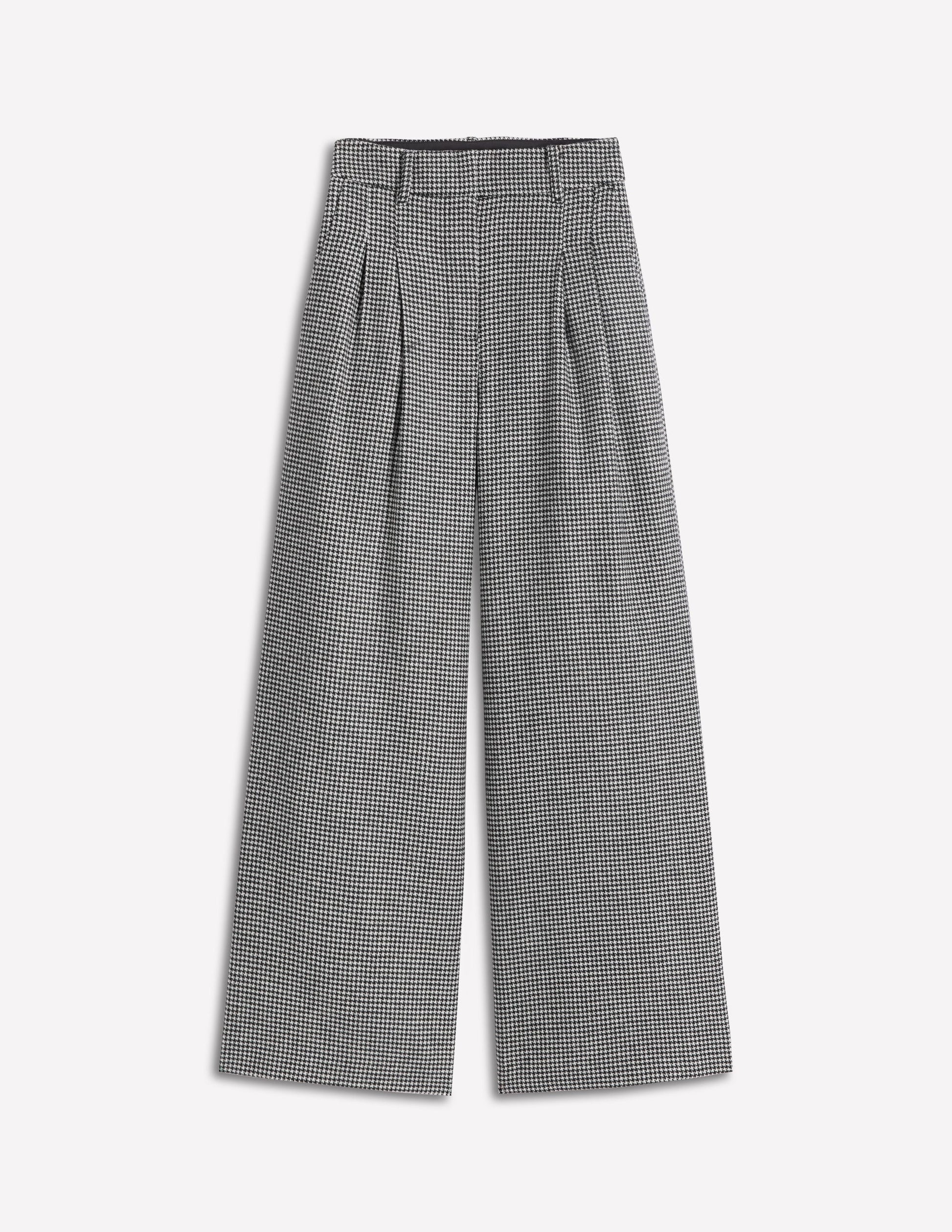 Pantalon Kensington en laine-Pied-de-poussin noir et ivoire-6