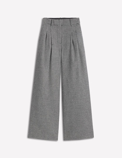 Pantalon Kensington en laine-Pied-de-poussin noir et ivoire-6
