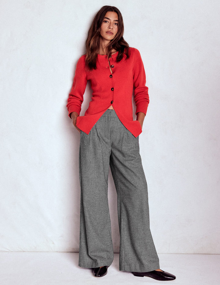 Pantalon Kensington en laine-Pied-de-poussin noir et ivoire