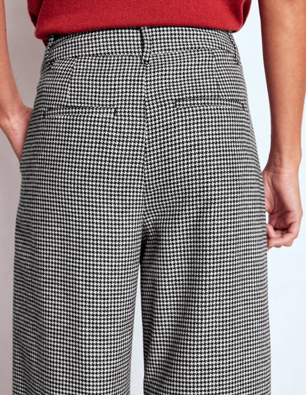 Pantalon Kensington en laine-Pied-de-poussin noir et ivoire