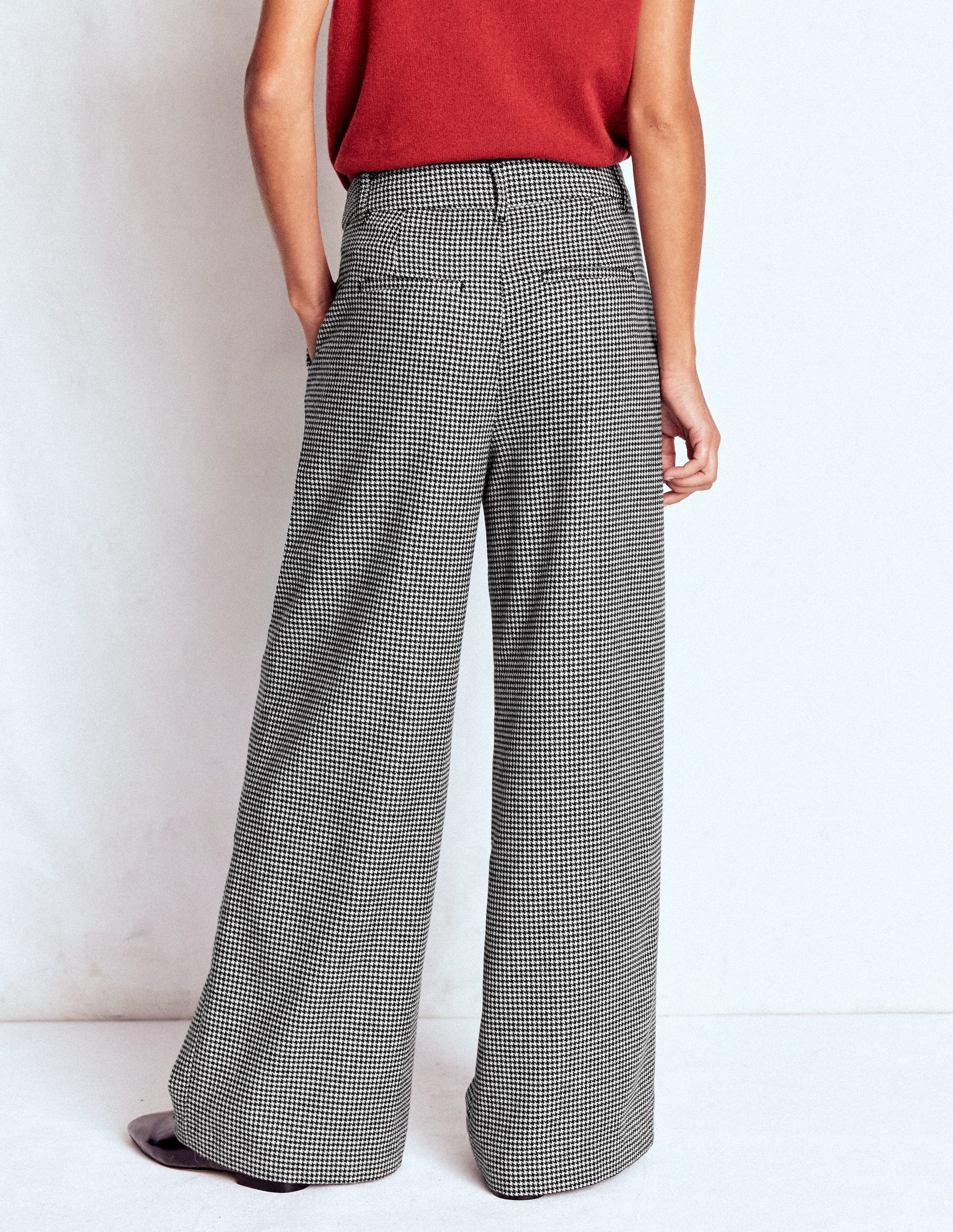 Pantalon Kensington en laine-Pied-de-poussin noir et ivoire-3
