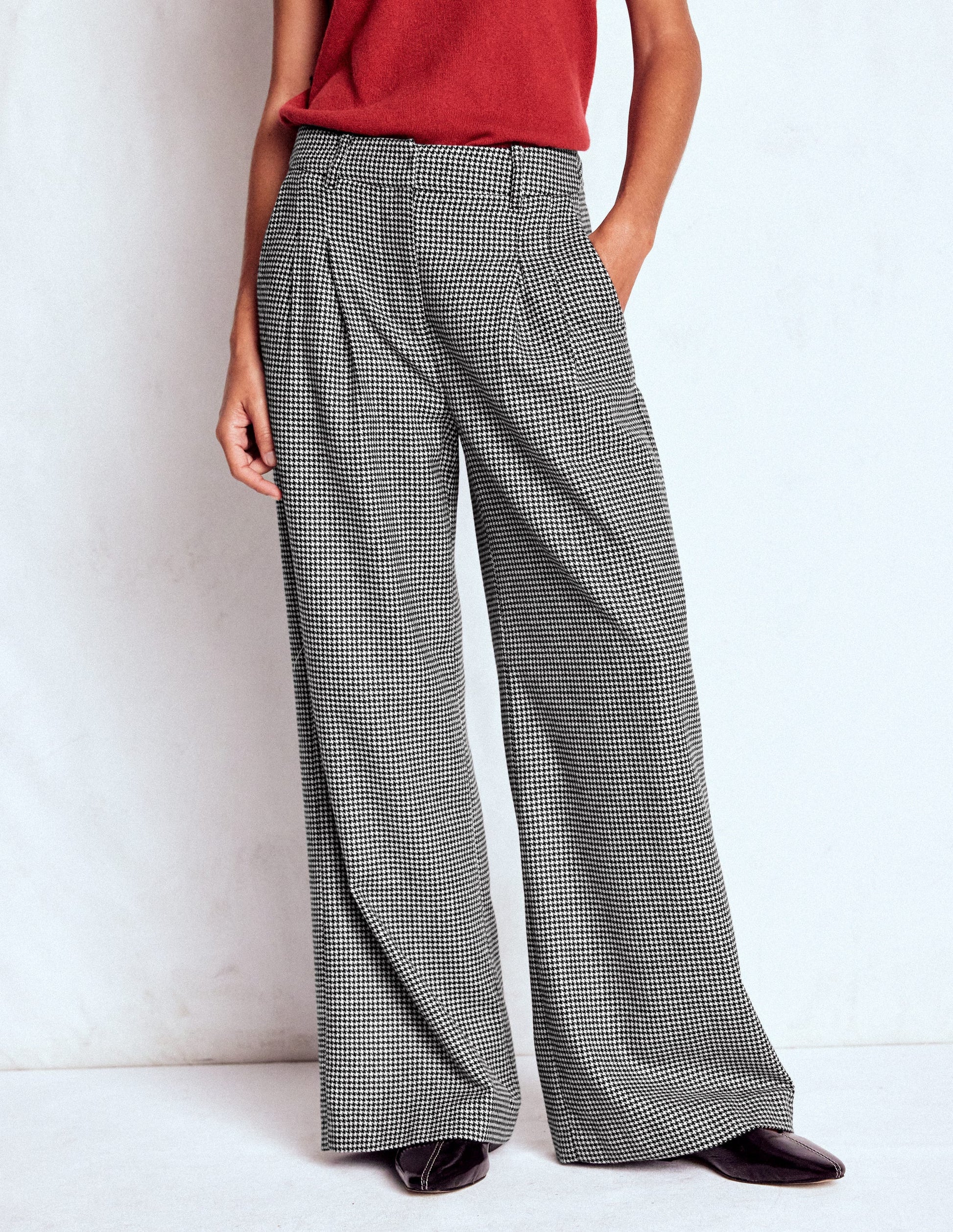 Pantalon Kensington en laine-Pied-de-poussin noir et ivoire-4
