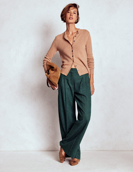 Pantalon Kensington en laine-Chevrons verts et bleu marine