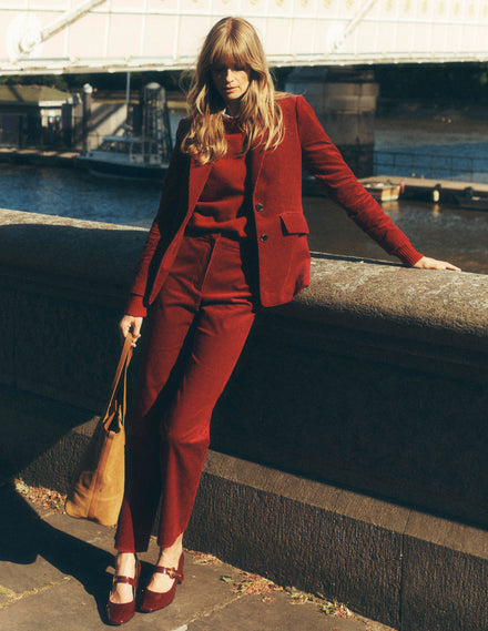 Canonbury Cord Trousers-Burgundy Red