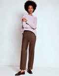 Pantalon droit en daim-Chocolat noir