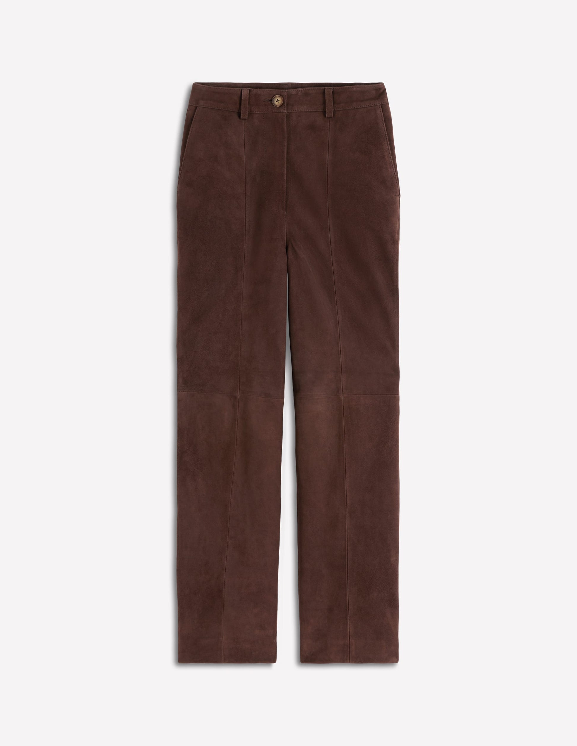 Hose aus Wildleder mit geradem Bein-Dunkle Schokolade-6