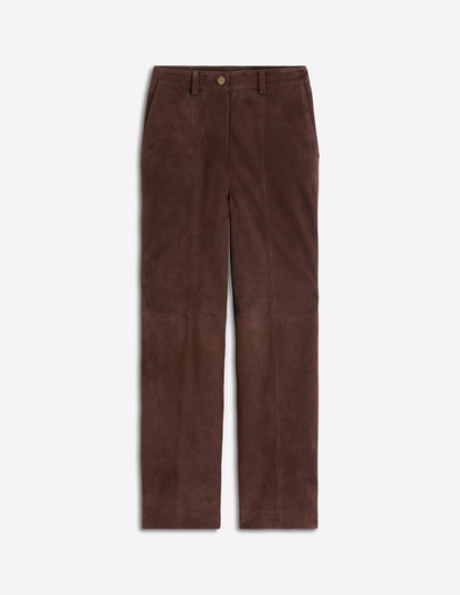 Hose aus Wildleder mit geradem Bein-Dunkle Schokolade-6