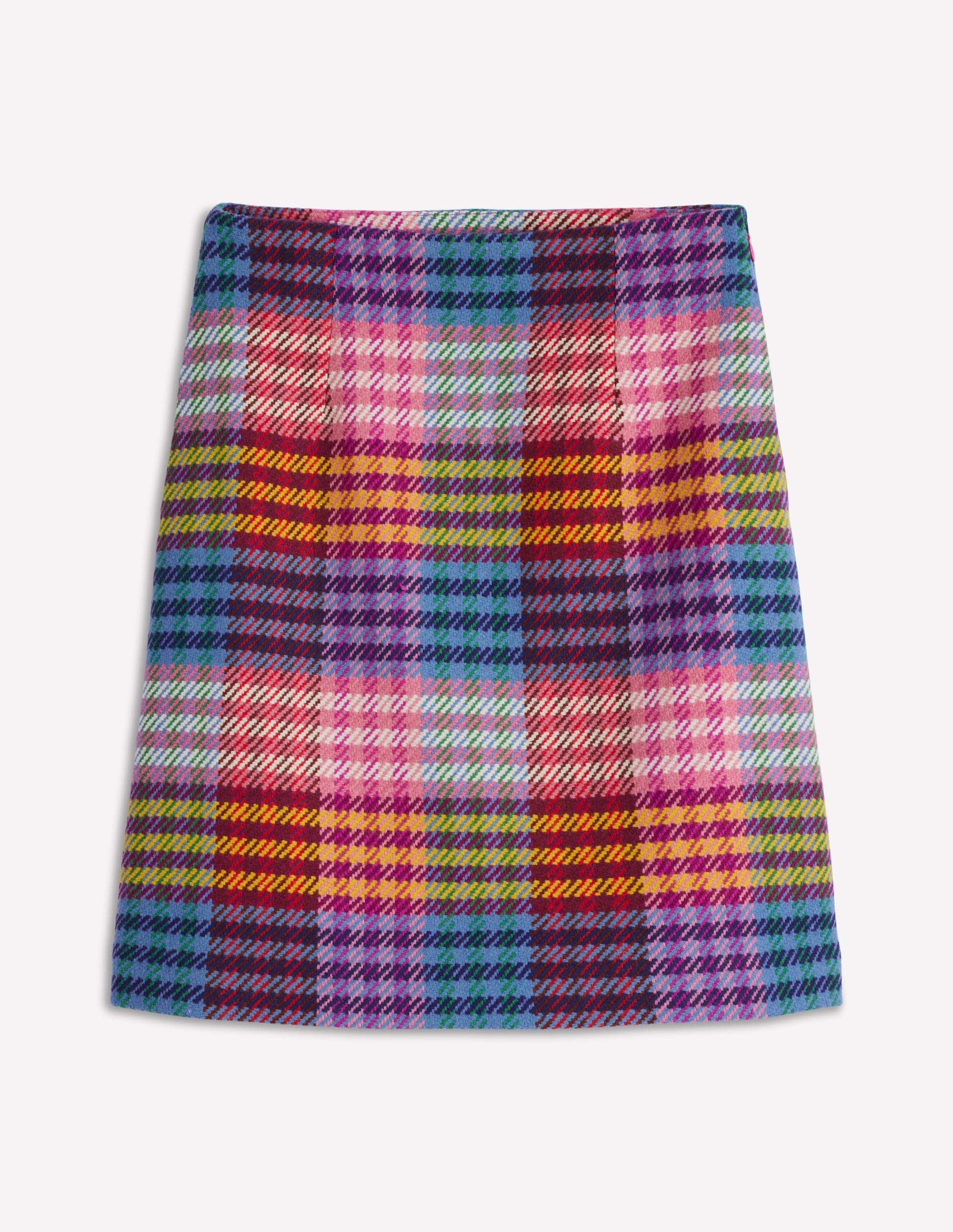 Wool Blend A-Line Skirt-Rainbow Blanket MultiGingham - Image 8