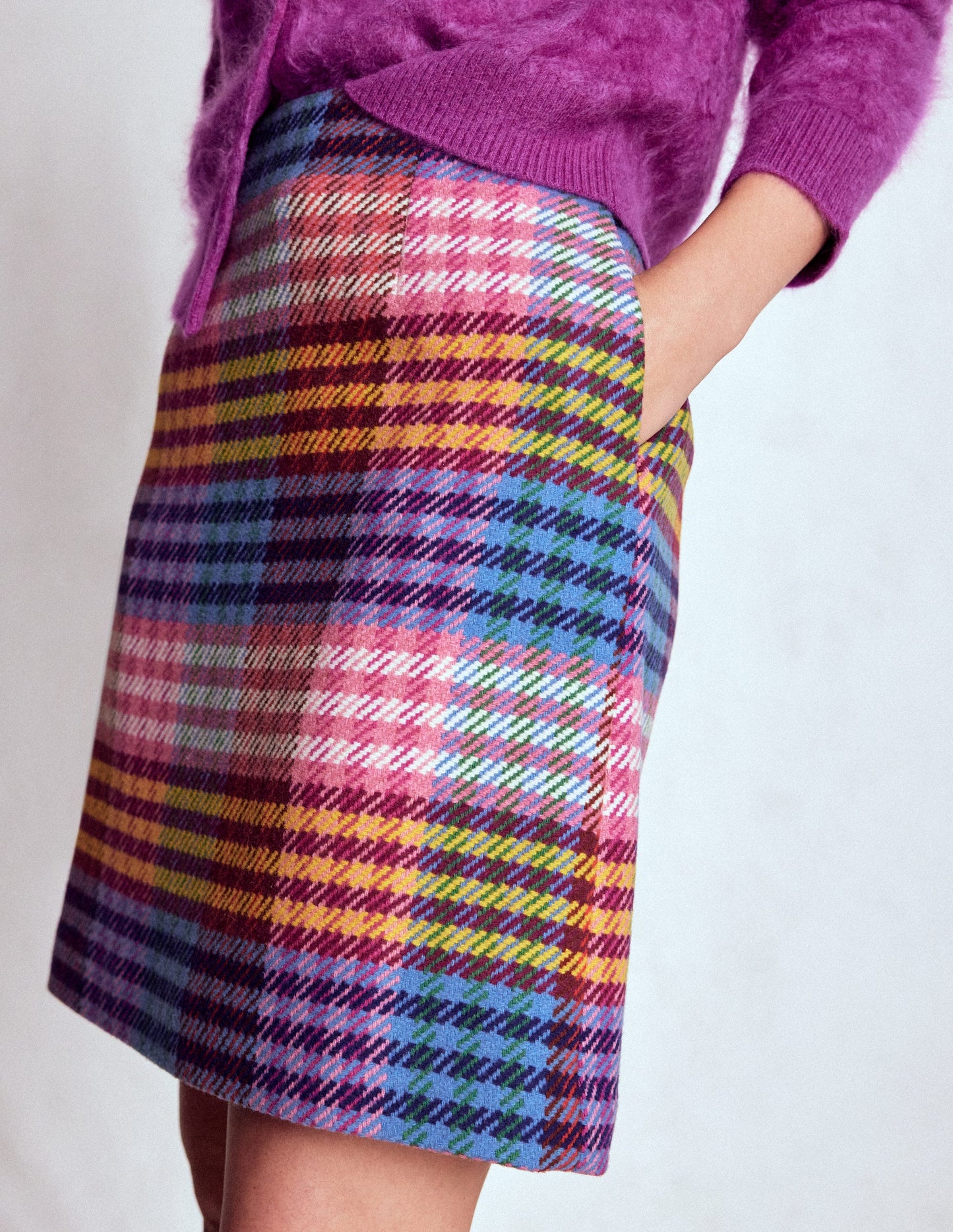 Gia Kurzer Wollrock-Regenbogen Bunt Vichykaro