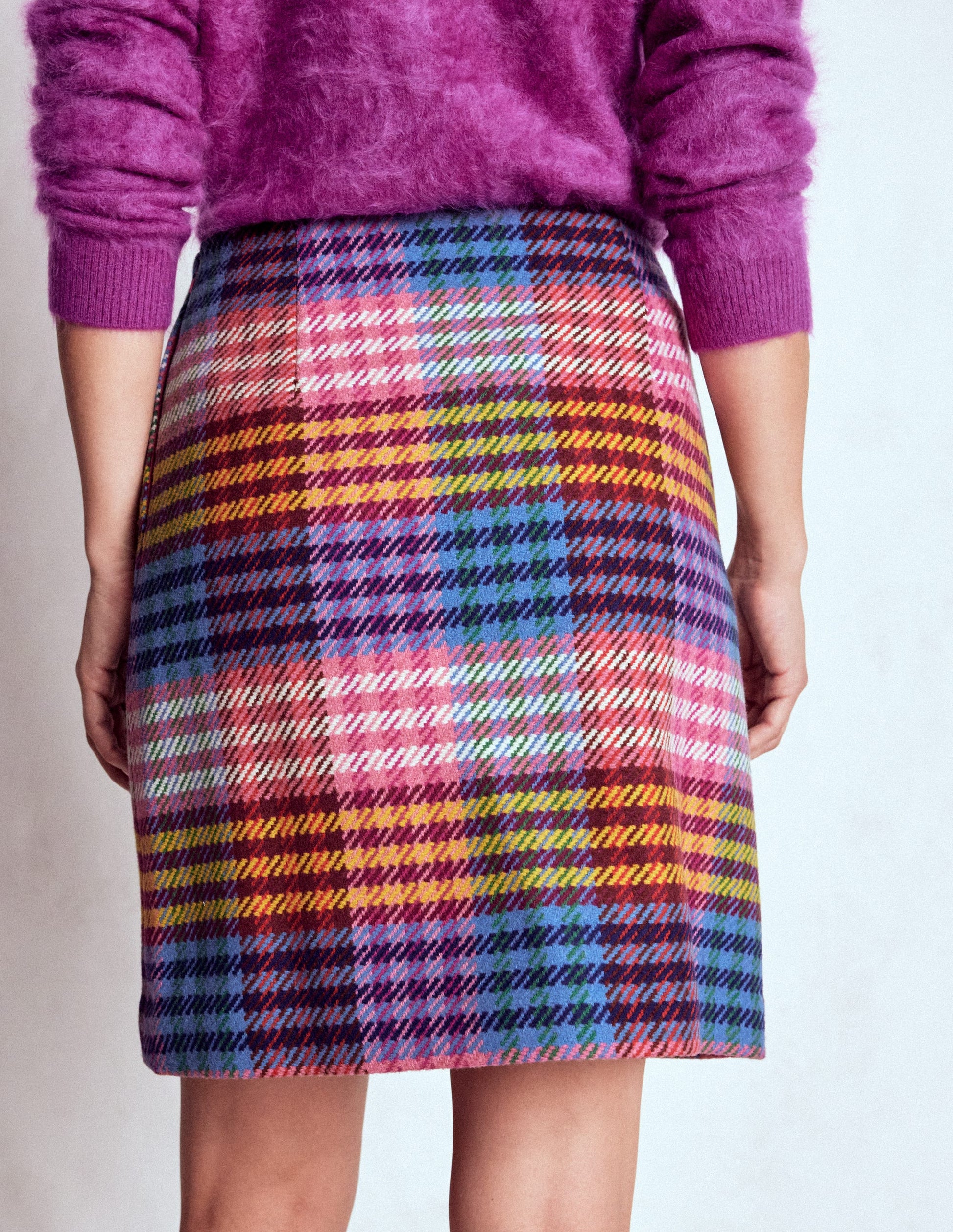 Gia Kurzer Wollrock-Regenbogen Bunt Vichykaro-4