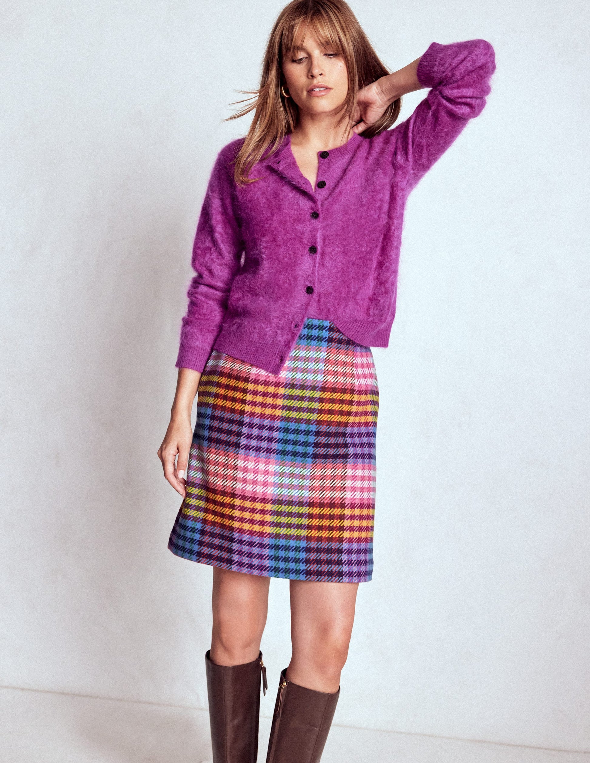 Gia Kurzer Wollrock-Regenbogen Bunt Vichykaro-7