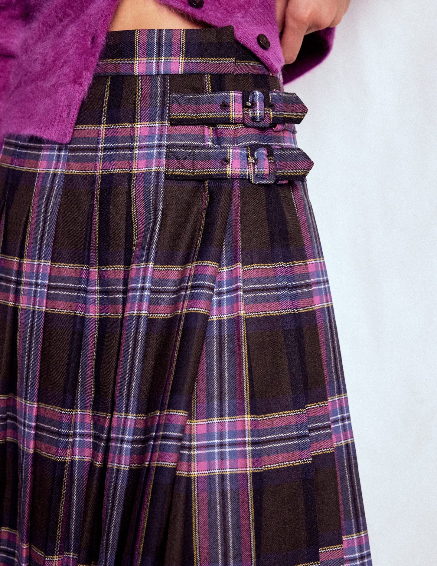 Josephine Schottenrock aus Wolle-Braun, Blaugrün und Rosa Karomuster