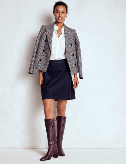Jupe style kilt Helen en velours côtelé-Bleu marine-6