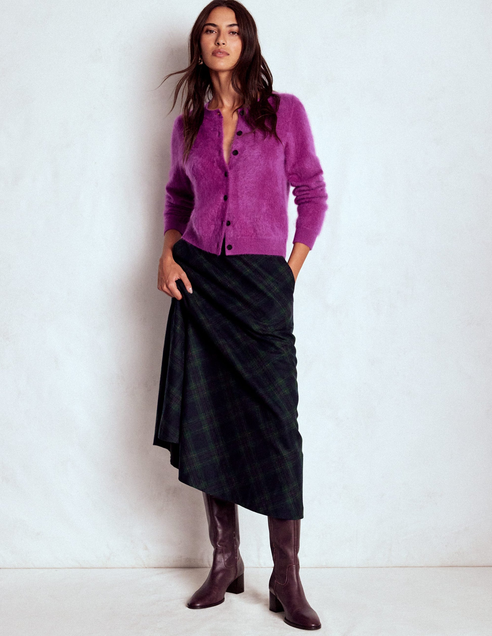 Jupe midi Hayley en laine-Blackwatch-1