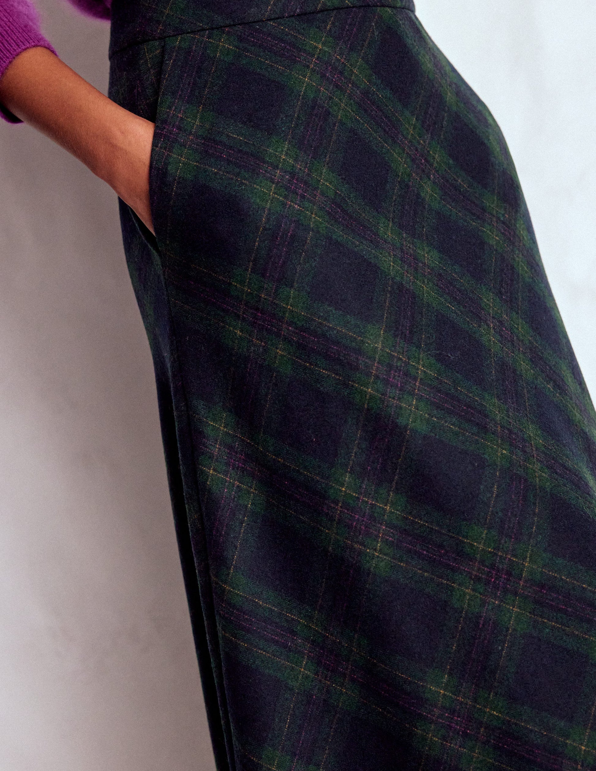 Jupe midi Hayley en laine-Blackwatch-3