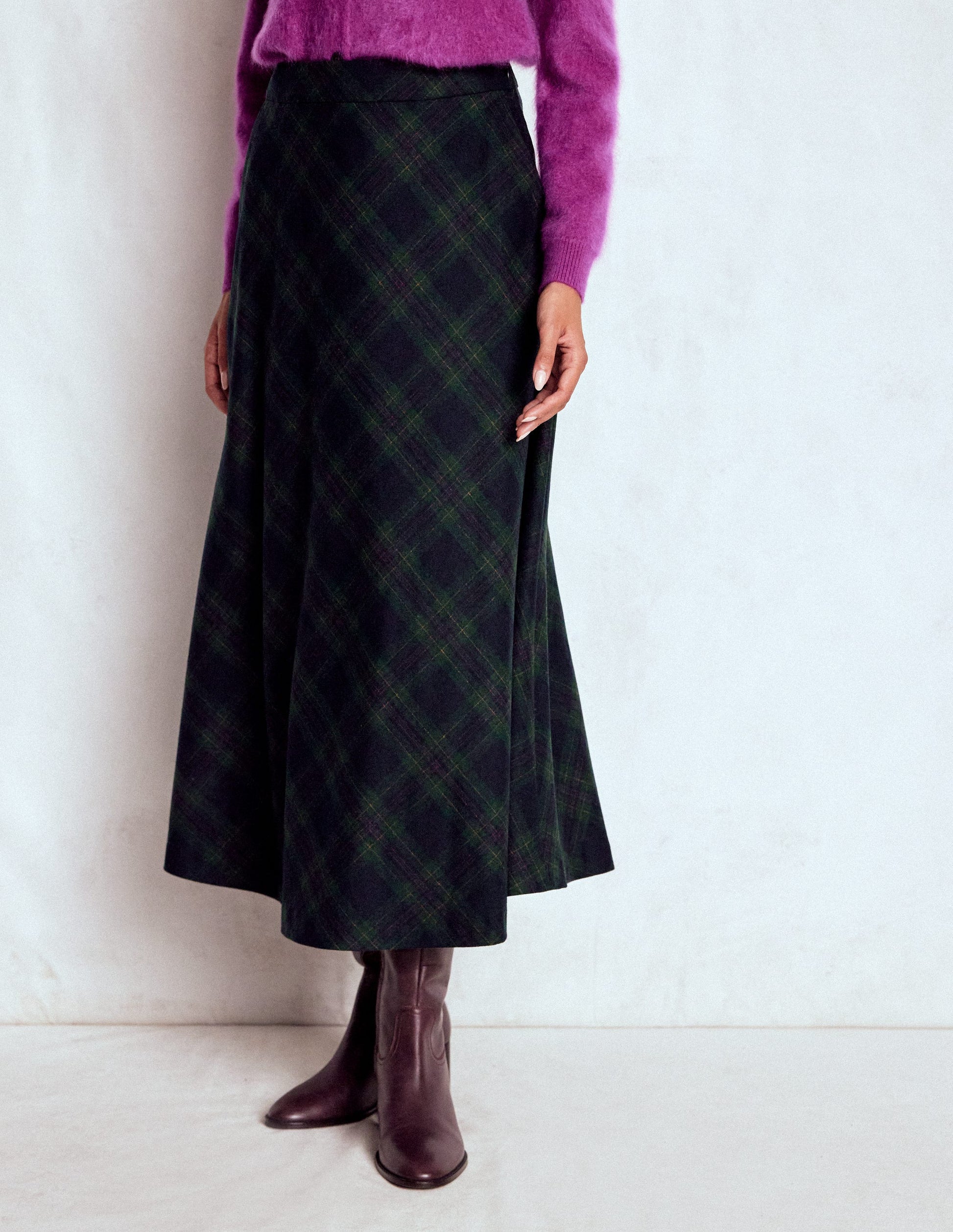 Jupe midi Hayley en laine-Blackwatch-5