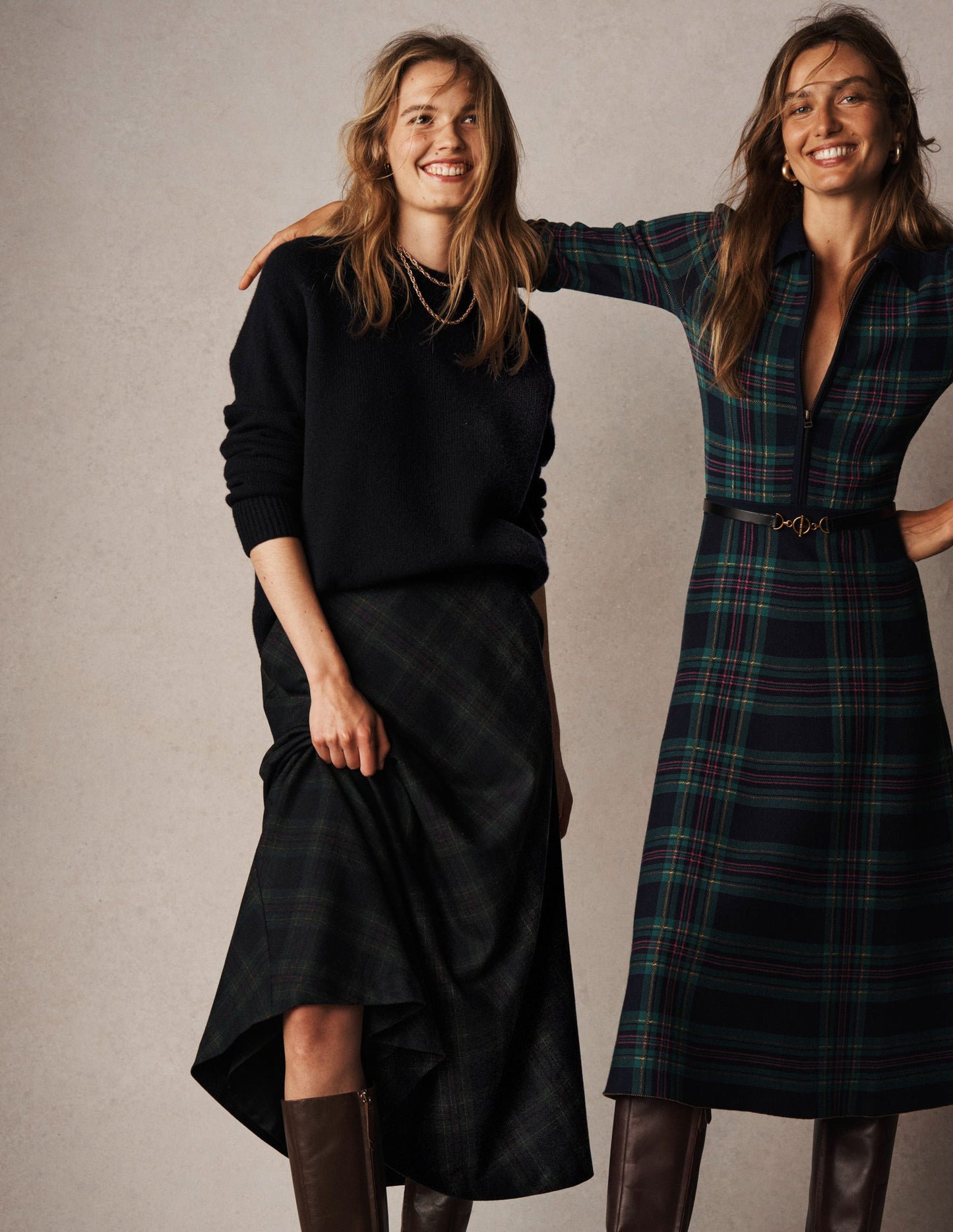 Jupe midi Hayley en laine-Blackwatch
