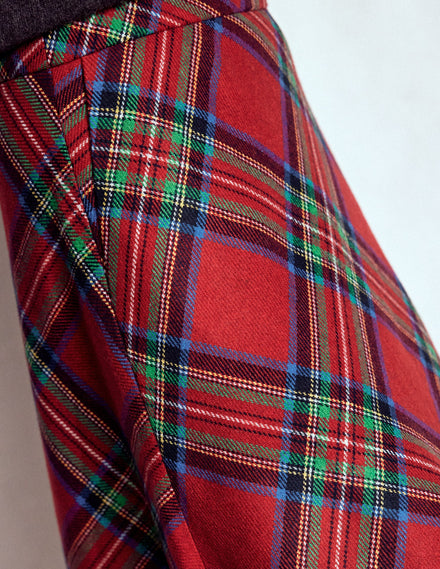 Jupe midi Hayley en laine-Carreaux rouges, bleus et verts