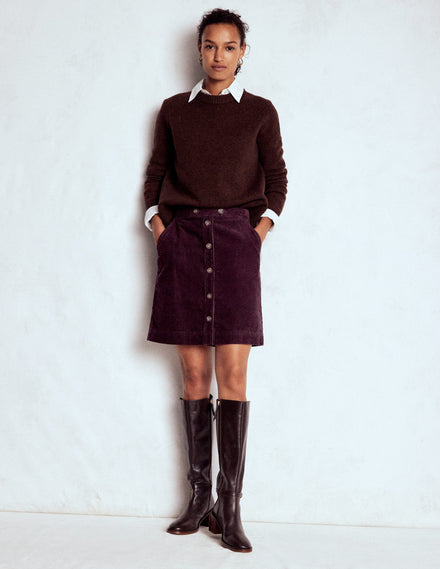 Jupe Cecelia en velours côtelé-Aubergine profond