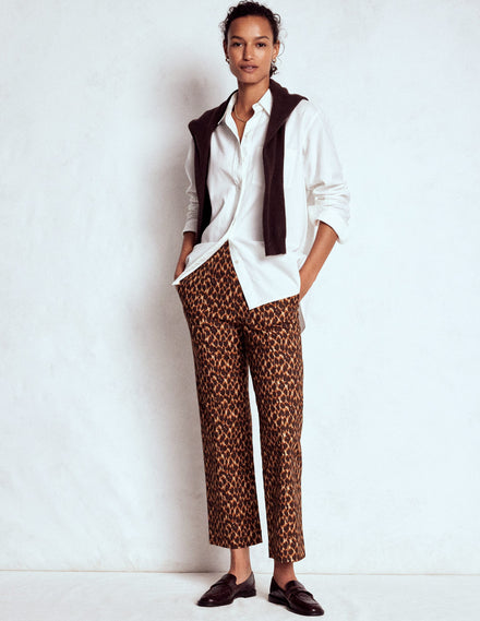 Elegante 7/8-Hose-Bunt, Abstraktes Leopardenmuster