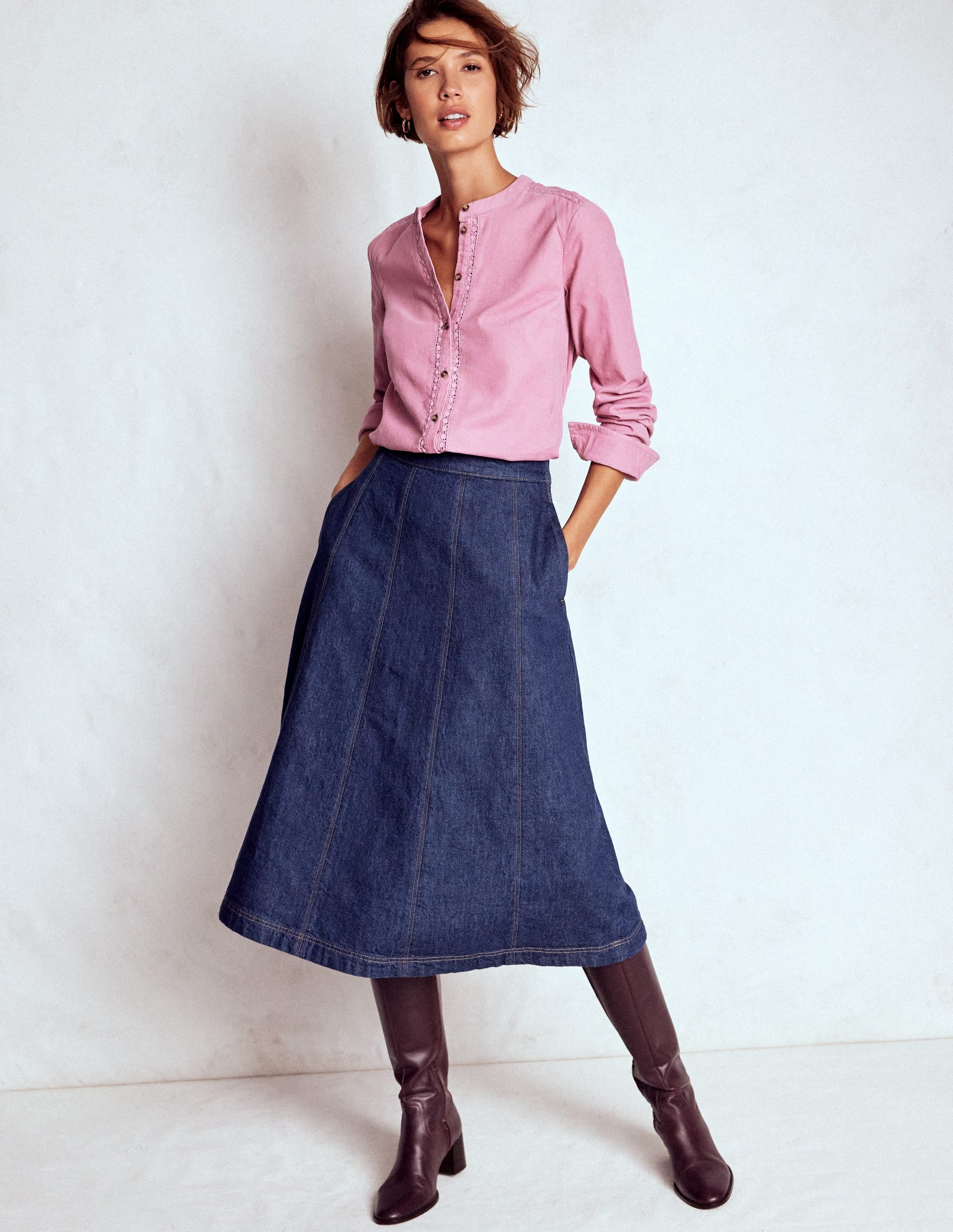 Joy Jeansrock mit Bahnendesign-Indigo - Image 1