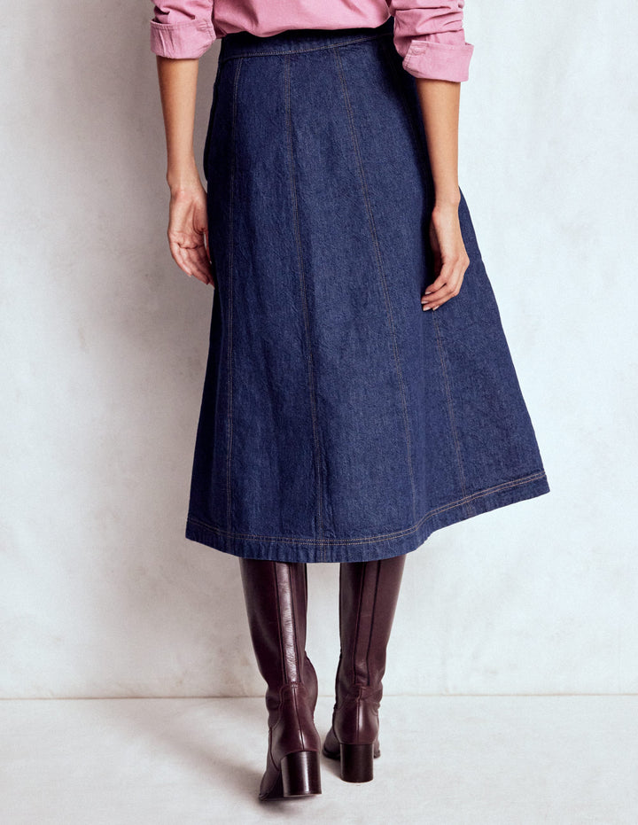 Jupe en jean Joy à empiècements-Indigo