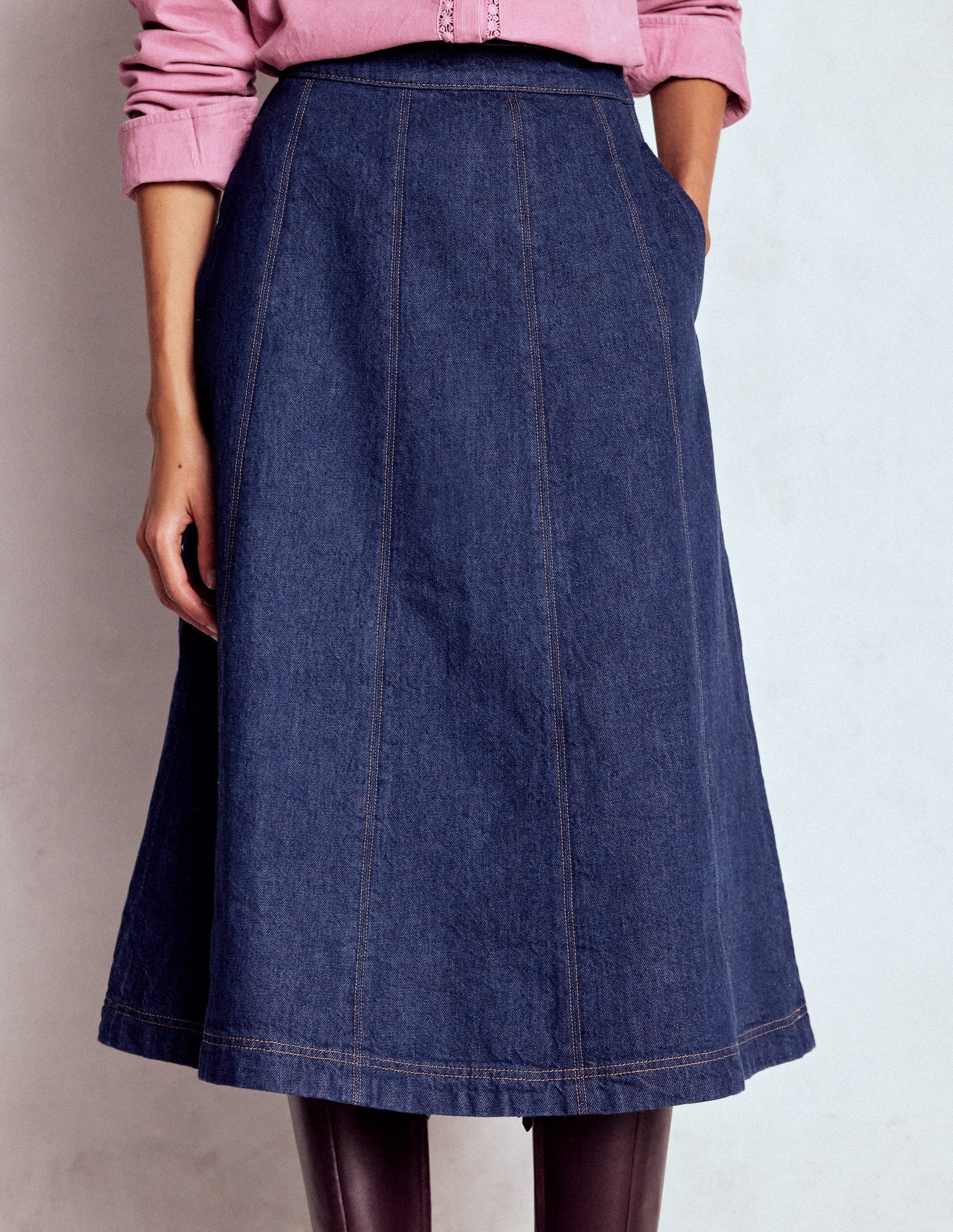 Joy Jeansrock mit Bahnendesign-Indigo-4