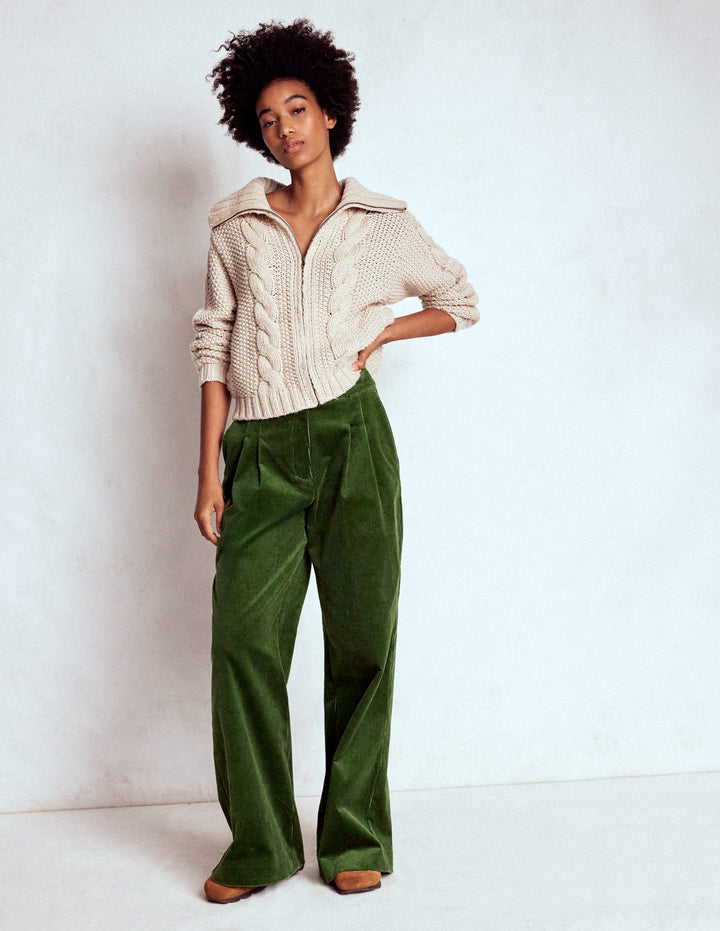 Pantalon Kensington en velours côtelé-Sapin vert