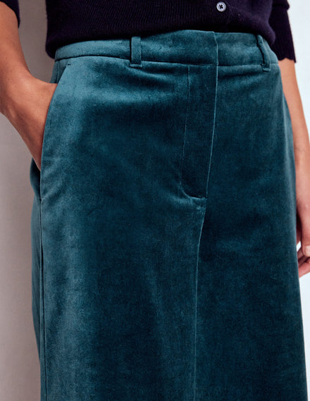 Pantalon Belgravia en velours-Bleu sarcelle nuit