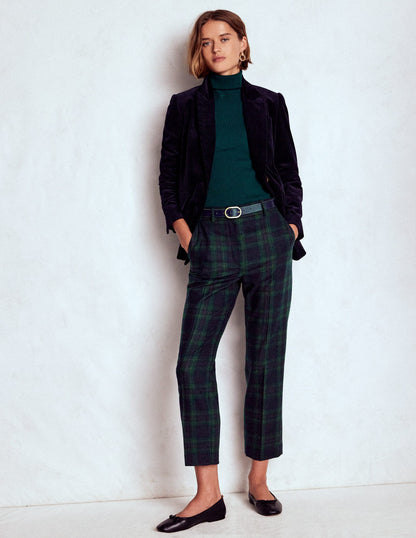 Pantalon Canonbury en laine-Carreaux ton sur ton bleu marine et vert-1