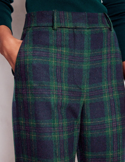 Pantalon Canonbury en laine-Carreaux ton sur ton bleu marine et vert-3
