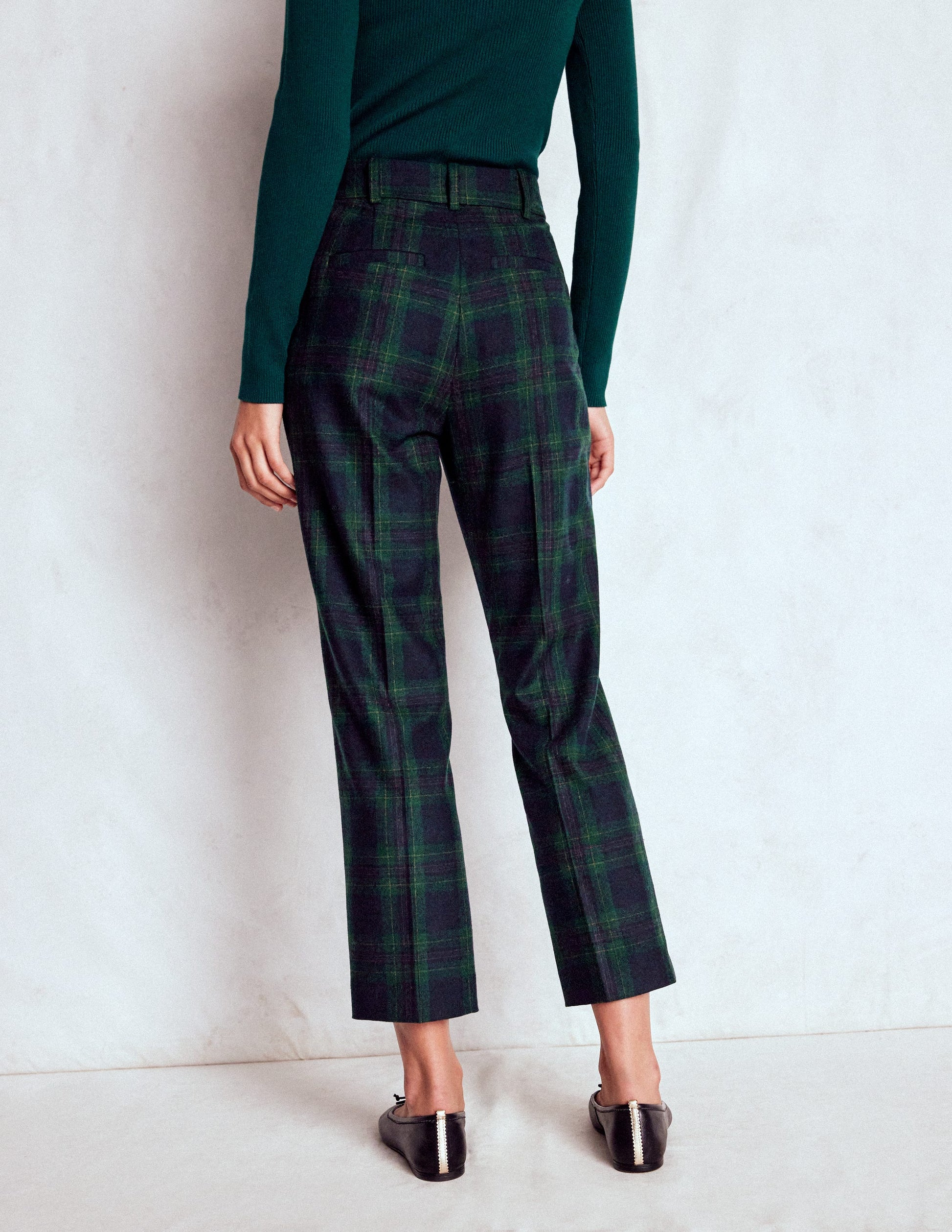 Pantalon Canonbury en laine-Carreaux ton sur ton bleu marine et vert-4