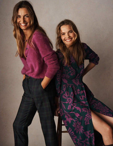 Pantalon Canonbury en laine-Carreaux ton sur ton bleu marine et vert