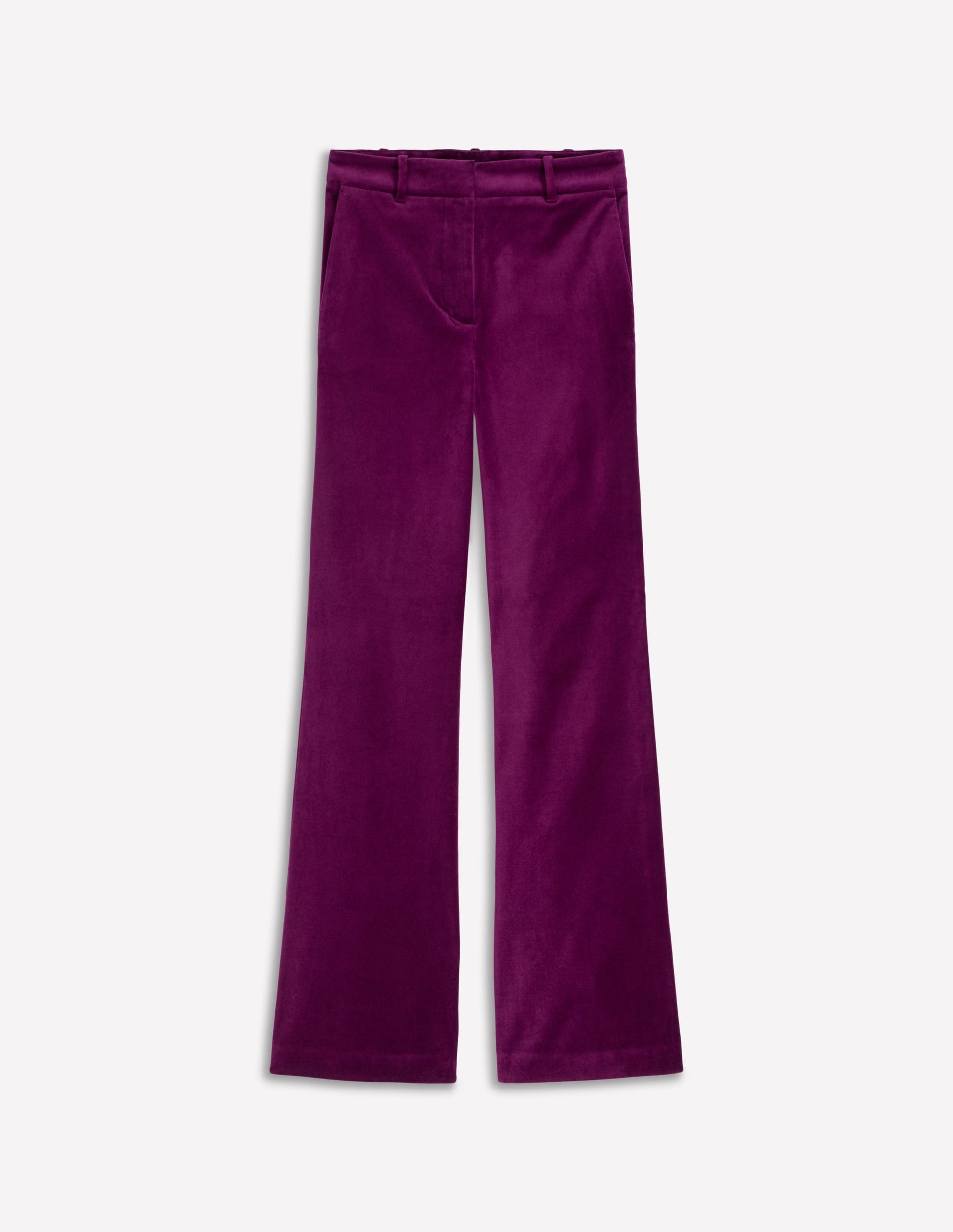 Taillierte Samthose mit Schlag-Pflaumenmarmelade-6
