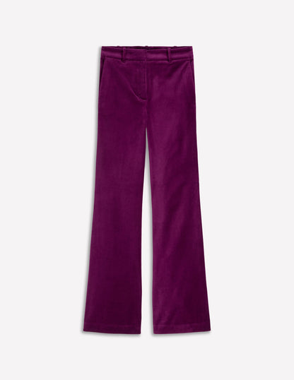 Taillierte Samthose mit Schlag-Pflaumenmarmelade-6