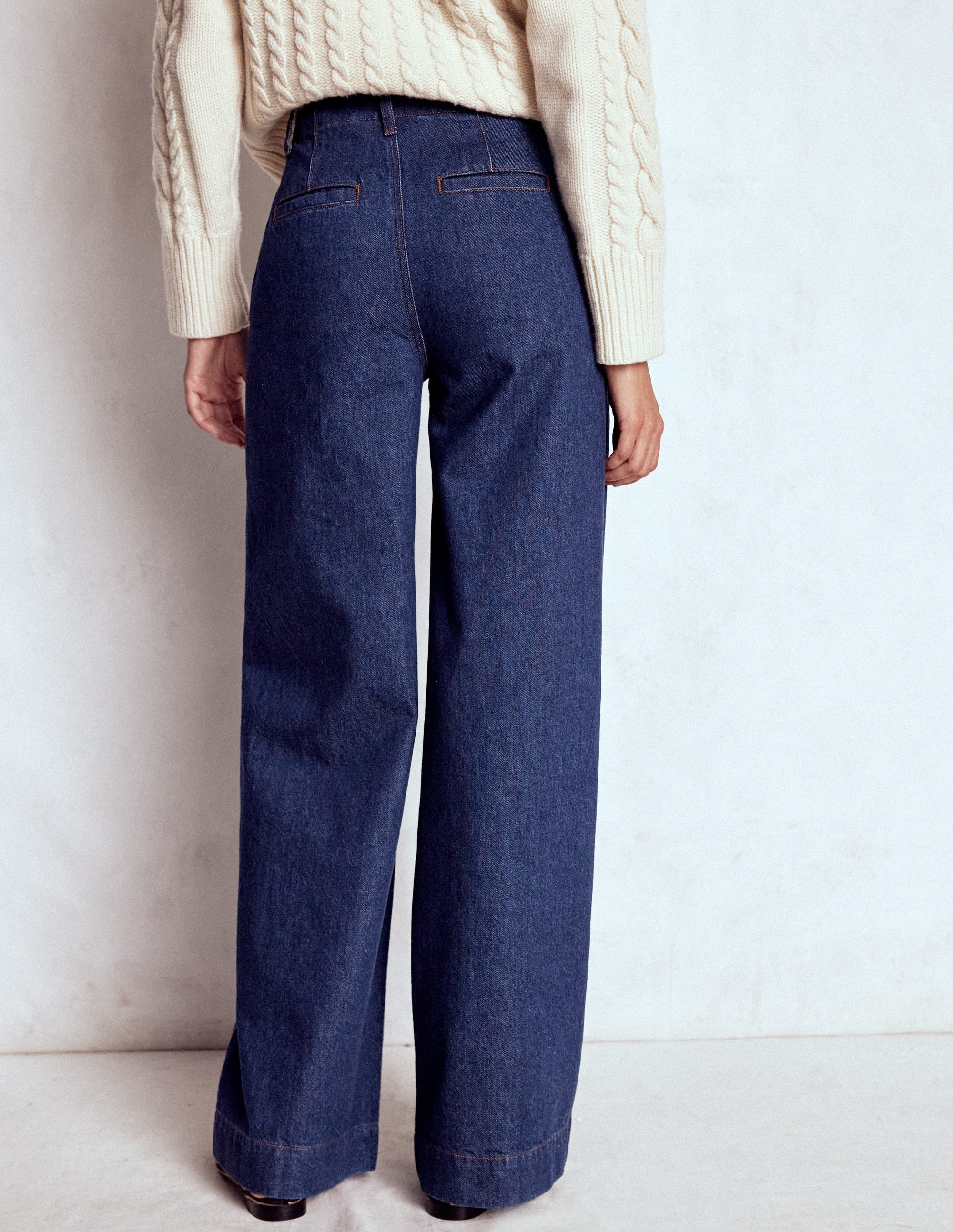 Jeans mit weitem Bein und Ziernaht-Indigo - Image 3