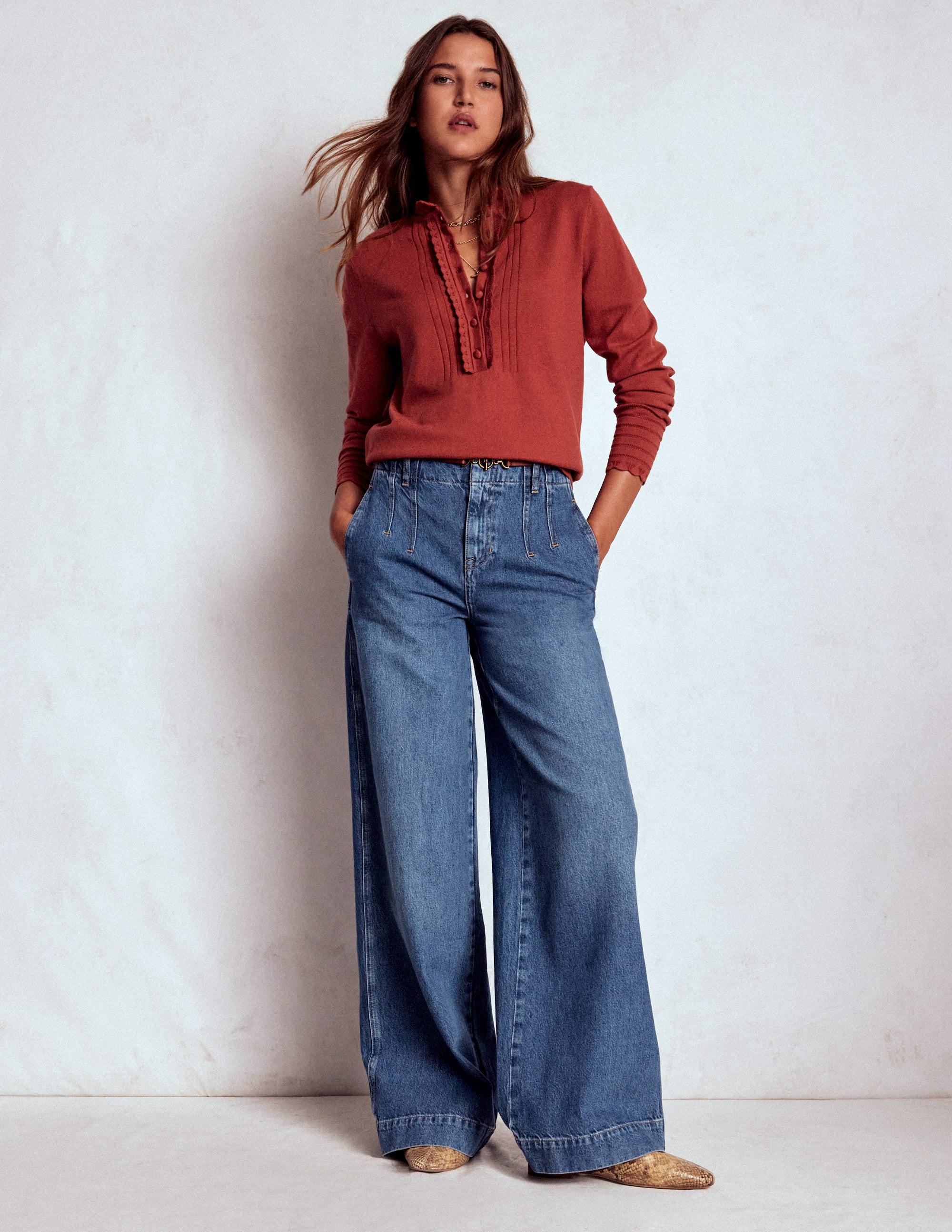 Jeans mit weitem Bein und Ziernaht-Medium Vintage - Image 1