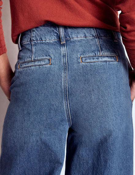 Jeans mit weitem Bein und Ziernaht-Medium Vintage