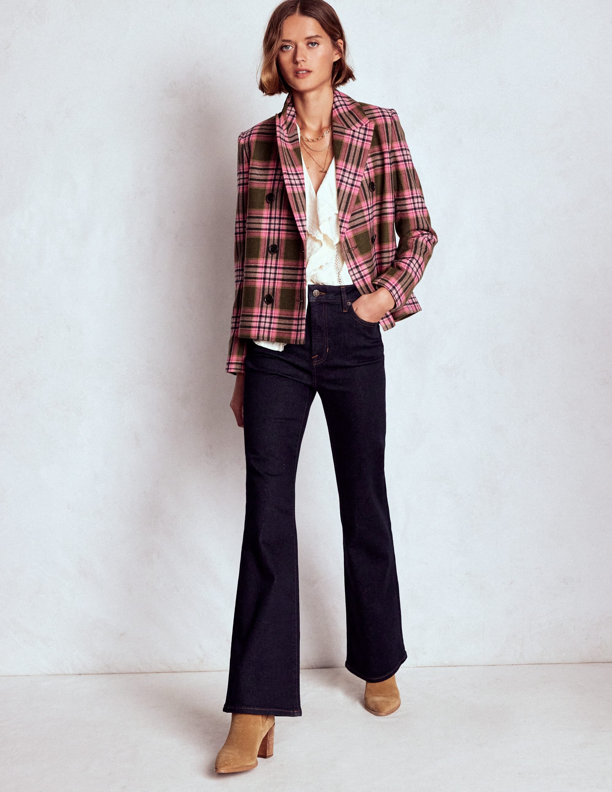 Taillierte Jeans mit hohem Bund und leichtem Schlag-Indigo - Image 1