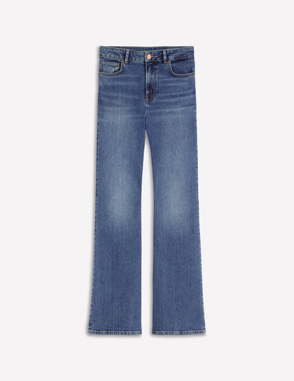 High Rise Fitted Flare Jeans-Mid Vintage-6