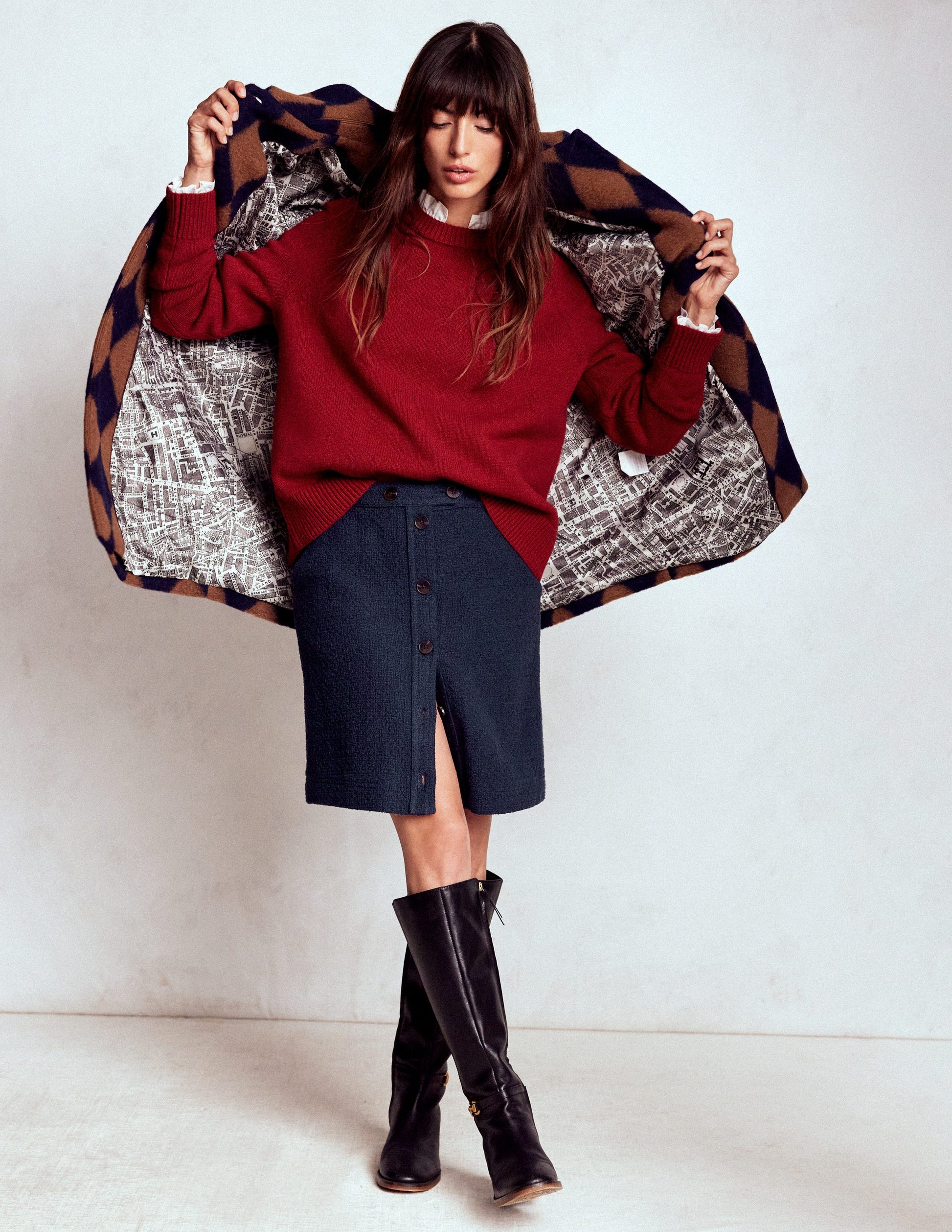 Cecelia Textured Skirt-Navy-1
