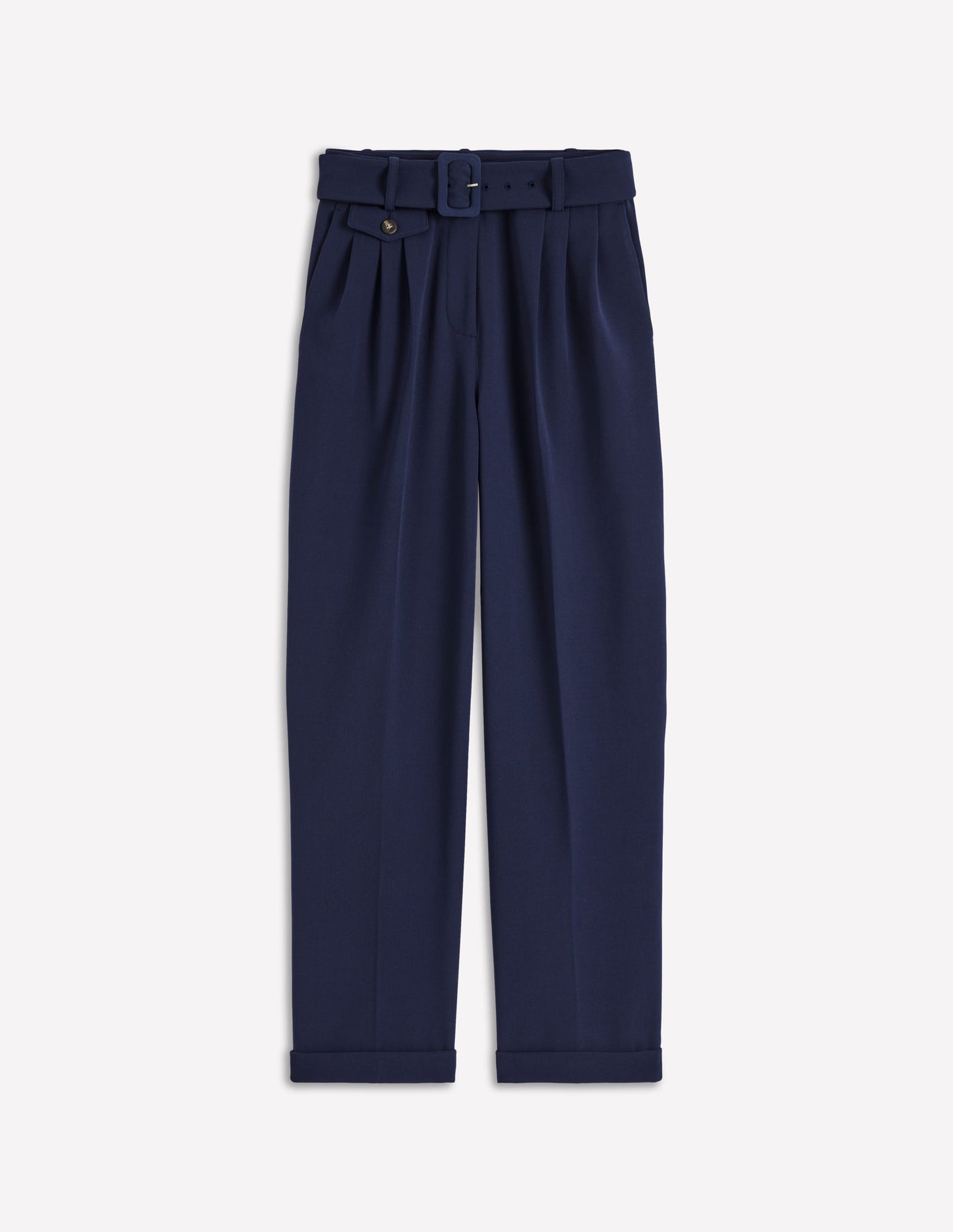 Pantalon plissé sur le devant-Bleu marine