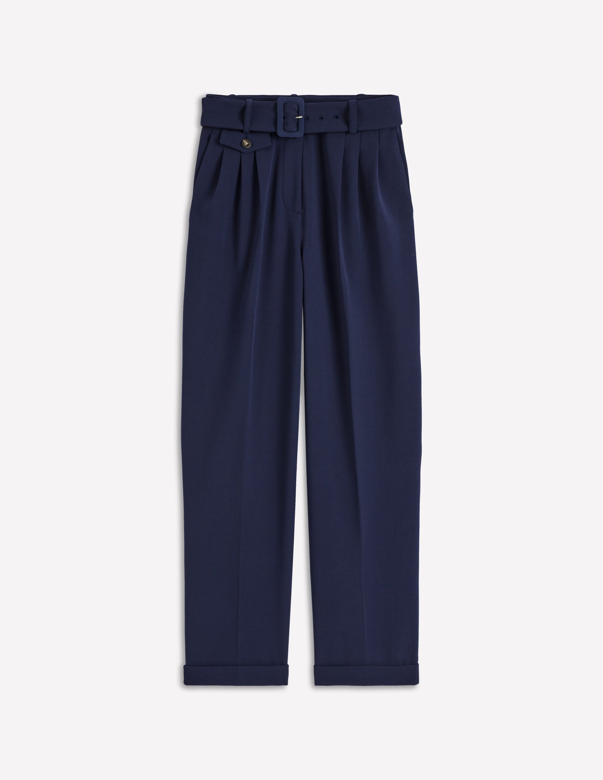 Pantalon plissé sur le devant-Bleu marine-6