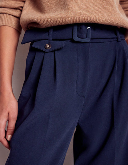 Pantalon plissé sur le devant-Bleu marine-2