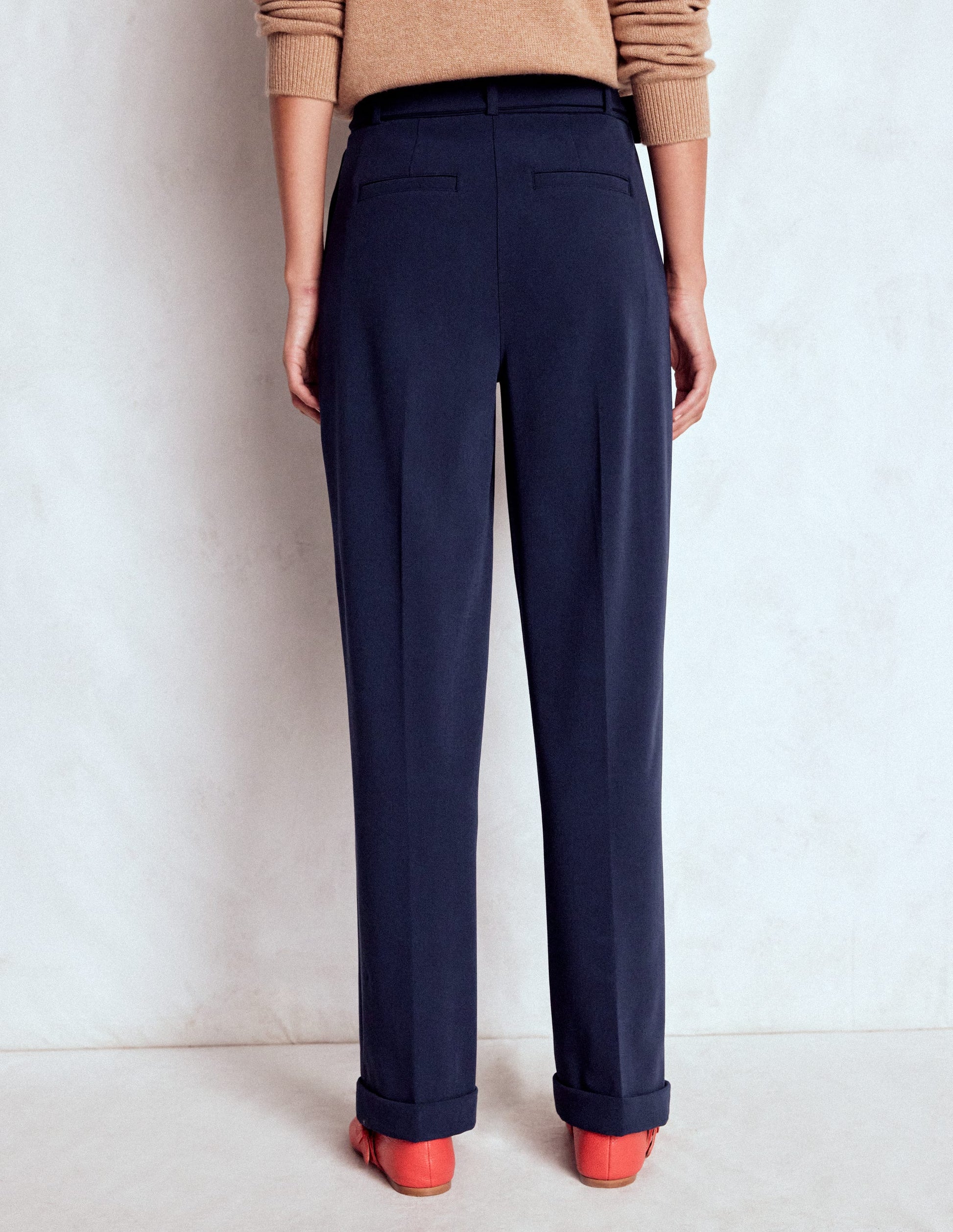 Pantalon plissé sur le devant-Bleu marine-3