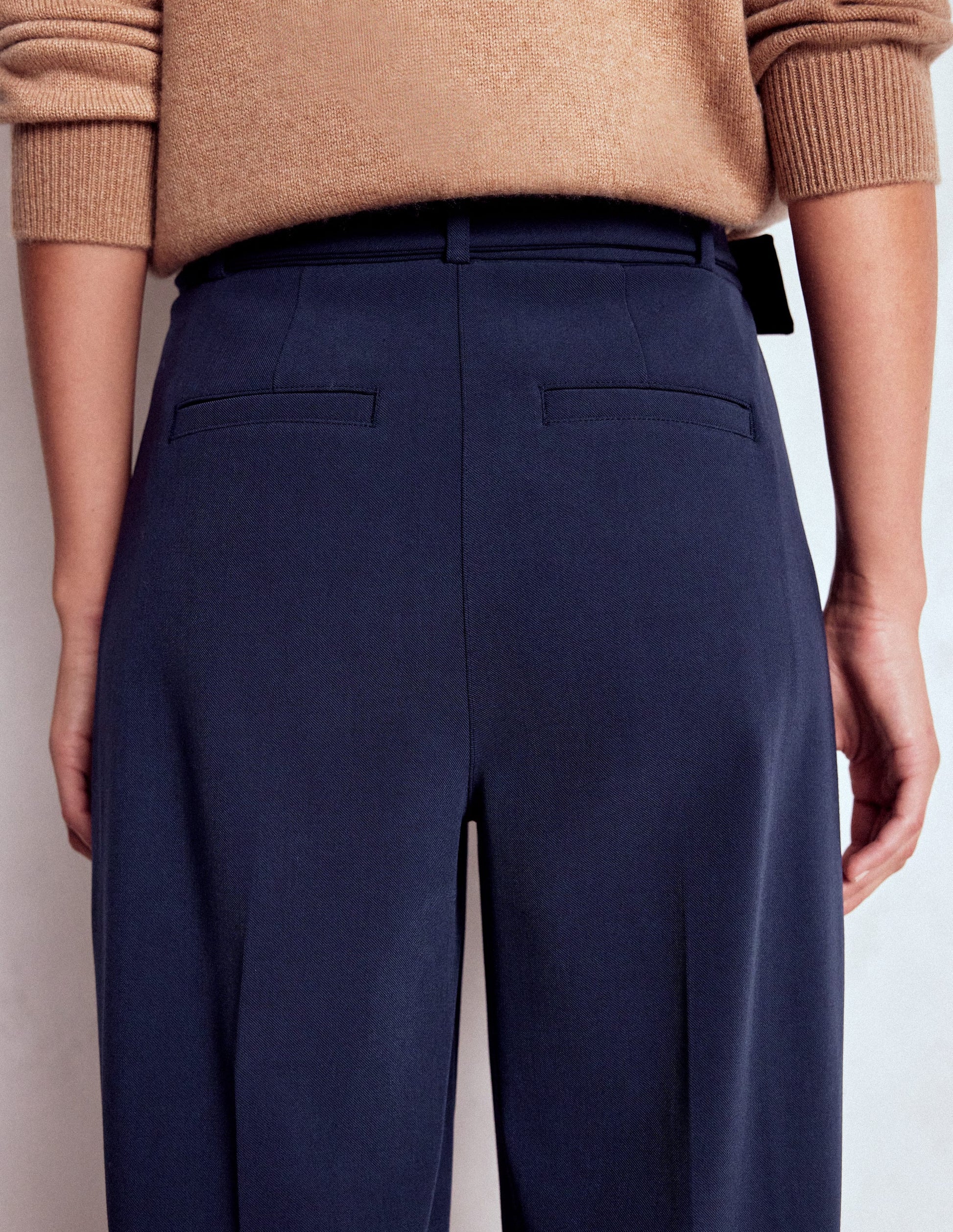 Pantalon plissé sur le devant-Bleu marine-4